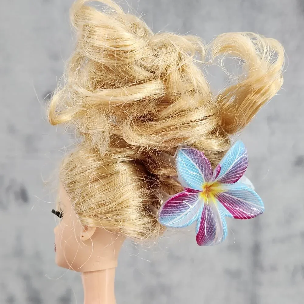 3 pc Hawaiian Flower Claw Clip Set - Hair Accessories - Blue & Purple Plumeria